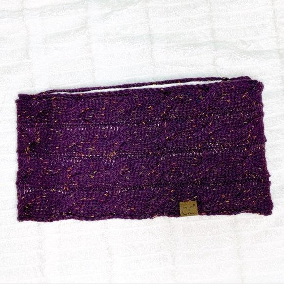 CC Fleece Lined Purple Knit Infinity Scarf - Picture 4 of 5